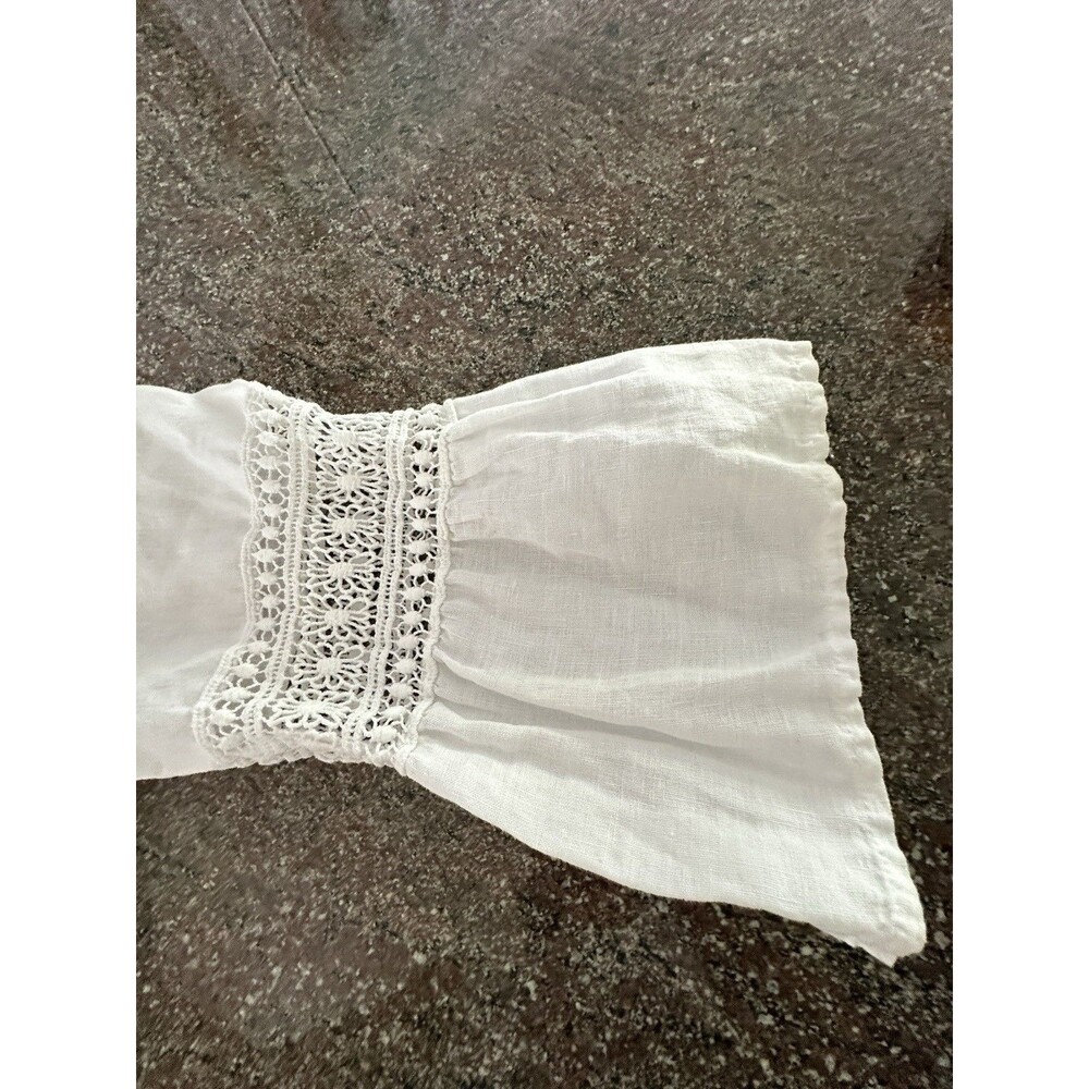 Alessia Pacini Italy White Linen Tunic Top Women Sz S‎ Beachie coastal vacation - Picture 13 of 16